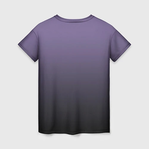 Женская футболка Черный кот на фиолетовом / 3D-принт – фото 2