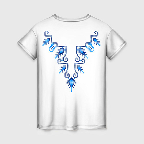 Женская футболка Славянский узор сине-голубой / 3D-принт – фото 2