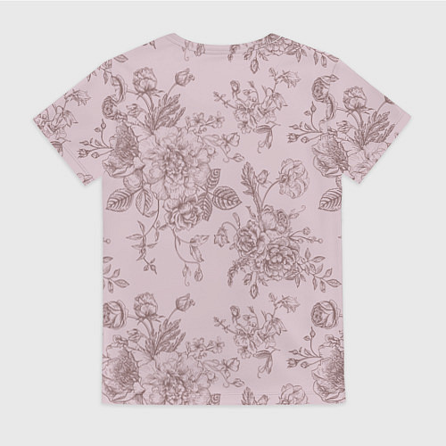 Женская футболка Розы с пионами / 3D-принт – фото 2