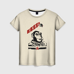 Женская футболка Обезьяна космонавт
