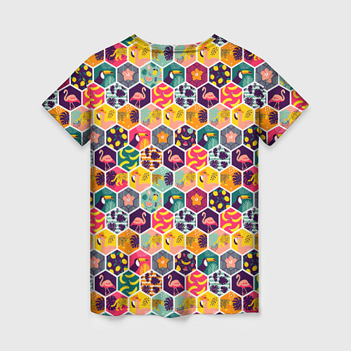 Женская футболка Тропический коллаж / 3D-принт – фото 2