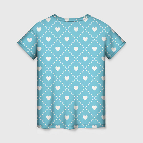 Женская футболка Белые сердечки на голубом фоне / 3D-принт – фото 2