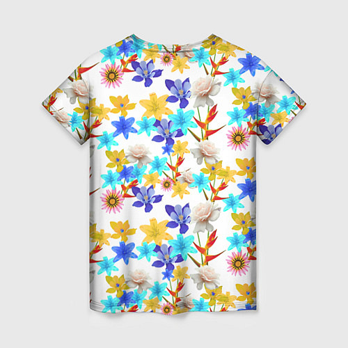 Женская футболка Узор из весенних цветов / 3D-принт – фото 2