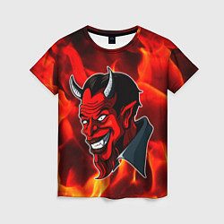 Женская футболка The devil is on fire