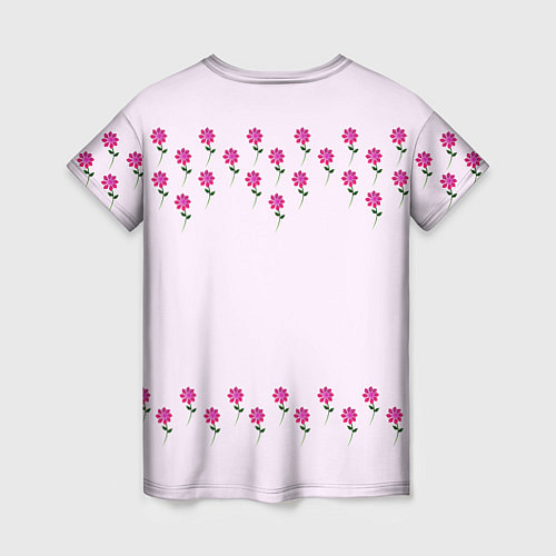 Женская футболка Розовые цветы pink flowers / 3D-принт – фото 2