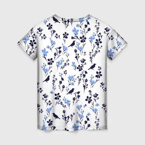 Женская футболка Цветы и птицы / 3D-принт – фото 2
