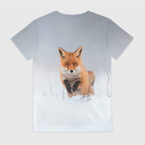 Женская футболка Лисица прыгает по снегу / 3D-принт – фото 2