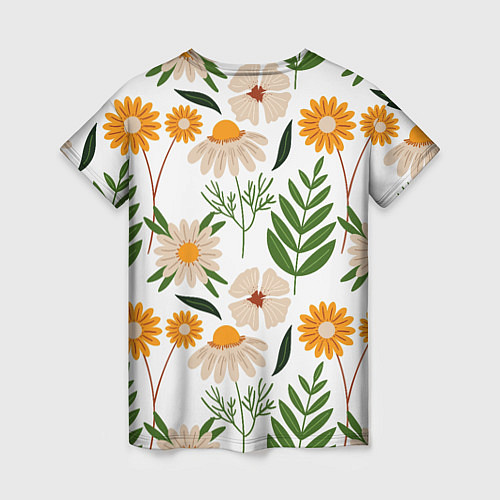 Женская футболка Цветы и листья / 3D-принт – фото 2