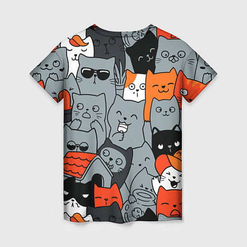 Женская футболка Разноцветные коты / 3D-принт – фото 2