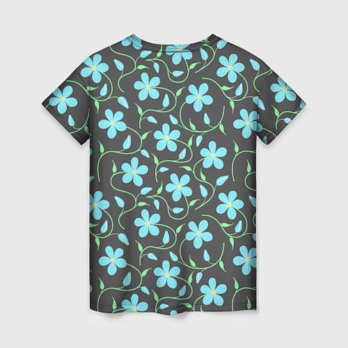 Женская футболка Цветочный узор на темном фоне / 3D-принт – фото 2