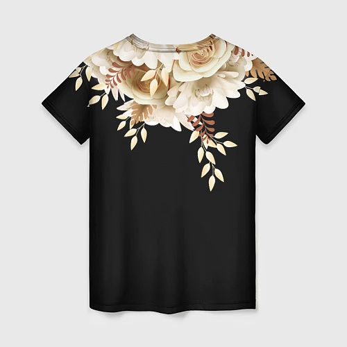 Женская футболка Золотые Цветы / 3D-принт – фото 2