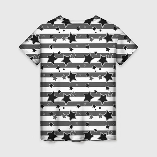 Женская футболка Черно-белый полосатый узор / 3D-принт – фото 2
