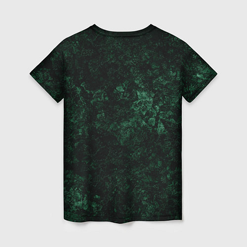 Женская футболка Темно-зеленый мраморный узор / 3D-принт – фото 2