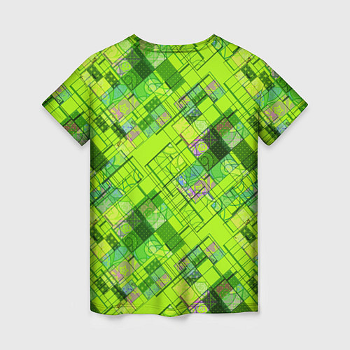 Женская футболка Ярко-зеленый абстрактный узор / 3D-принт – фото 2