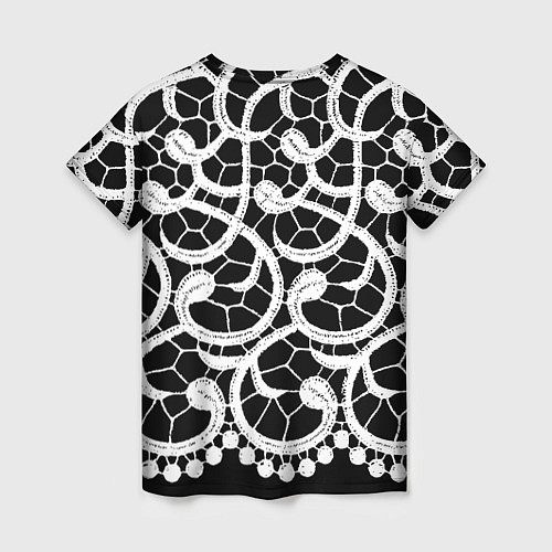 Женская футболка Черно-белое кружево / 3D-принт – фото 2
