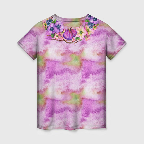 Женская футболка Инжир и цветы Акварель / 3D-принт – фото 2