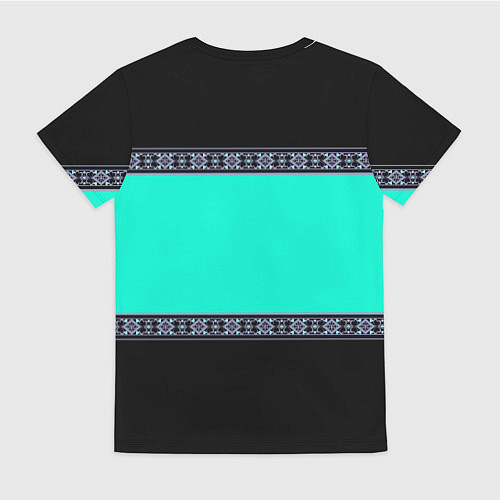 Женская футболка Черно-бирюзовый узор / 3D-принт – фото 2