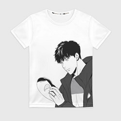 Футболка женская Алекс держит маску, цвет: 3D-принт