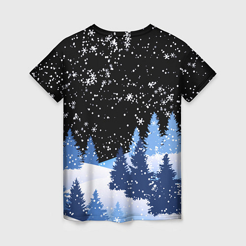 Женская футболка Снежная ночь в зимнем лесу / 3D-принт – фото 2