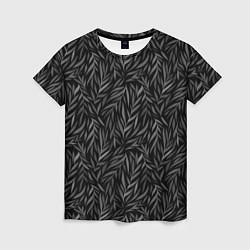 Женская футболка Растительный орнамент черно-белый