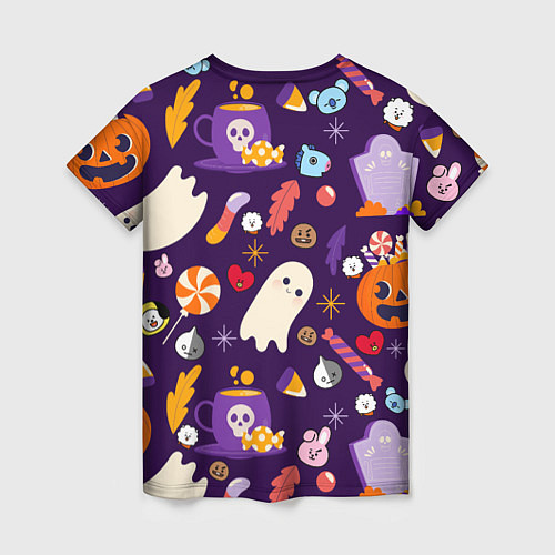 Женская футболка HALLOWEEN BTS BT21 PATTERN БТ21 БТС ХЕЛЛОУИН / 3D-принт – фото 2