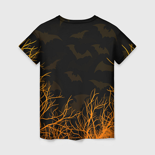 Женская футболка HALLOWEEN FOREST BATS ЛЕТУЧИЕ МЫШИ В ЛЕСУ ХЕЛЛОУИН / 3D-принт – фото 2
