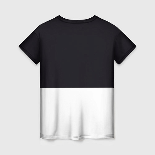 Женская футболка Скелет Самурай с трубкой на черно белом фоне / 3D-принт – фото 2