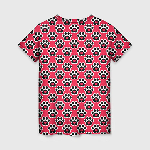 Женская футболка Следы от Лап с Сердечками / 3D-принт – фото 2
