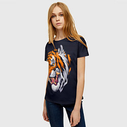 Футболка женская Саблезубый тигр голова, цвет: 3D-принт — фото 2
