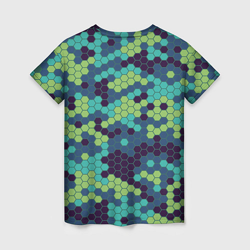Женская футболка Зеленые соты в мозаике / 3D-принт – фото 2