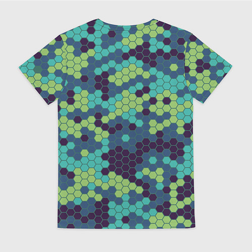 Женская футболка Зеленые соты в мозаике / 3D-принт – фото 2