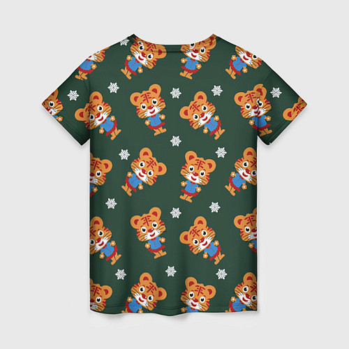 Женская футболка Тигрёнок и снежинка / 3D-принт – фото 2