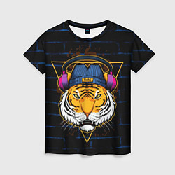 Футболка женская Тигр в наушниках SWAG, цвет: 3D-принт