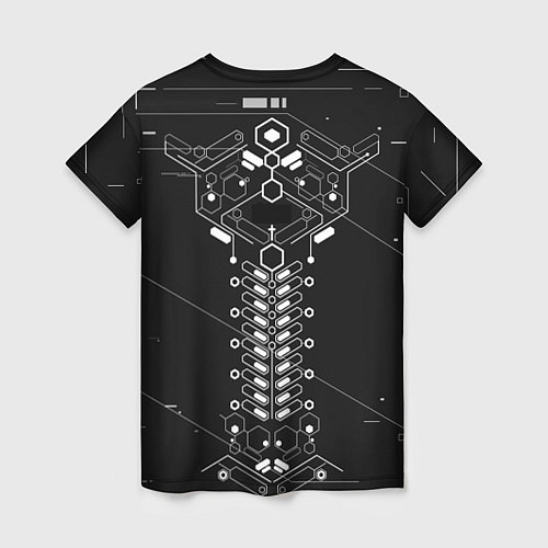 Женская футболка Биомеханический скелет cyberpunk / 3D-принт – фото 2