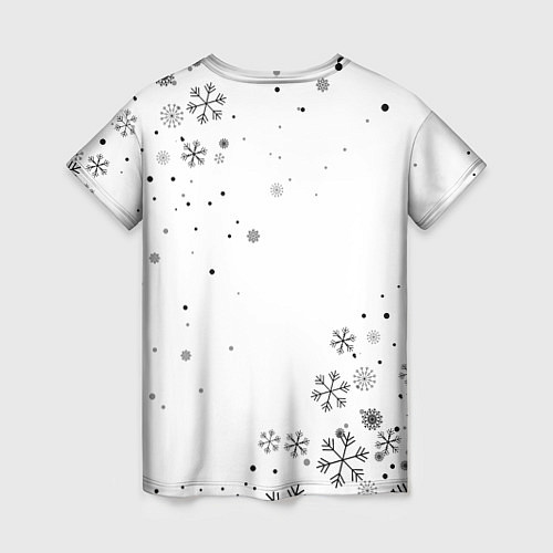 Женская футболка Новогодний тигр летящие снежинки / 3D-принт – фото 2