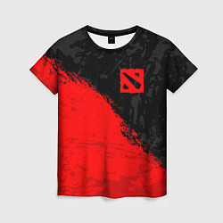 Женская футболка DOTA 2 RED LOGO, БРЫЗГИ КРАСОК