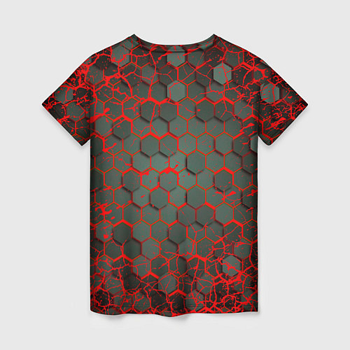 Женская футболка Geometry Dash красные соты / 3D-принт – фото 2
