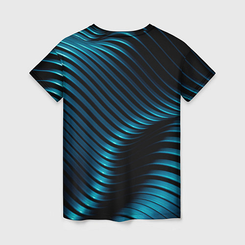 Женская футболка Волны голубого металла / 3D-принт – фото 2