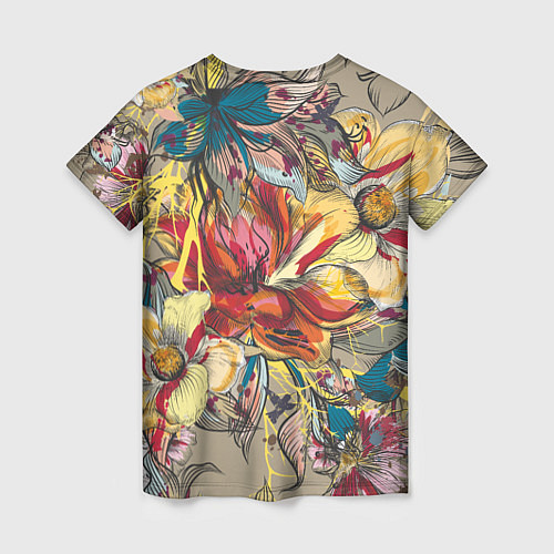 Женская футболка Очень красивые цветы / 3D-принт – фото 2