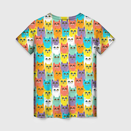 Женская футболка Разноцветные Мультяшные Котики / 3D-принт – фото 2