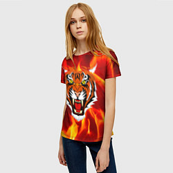 Футболка женская Fire Tiger Face 2022, цвет: 3D-принт — фото 2