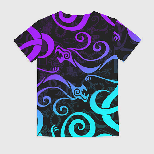 Женская футболка НЕОНОВОЕ ТАТУ ДРАКЕНА УЗОР / 3D-принт – фото 2