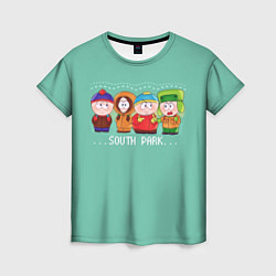 Футболка женская South Park - Южный парк Кенни, Кайл, Эрик и Стэн, цвет: 3D-принт