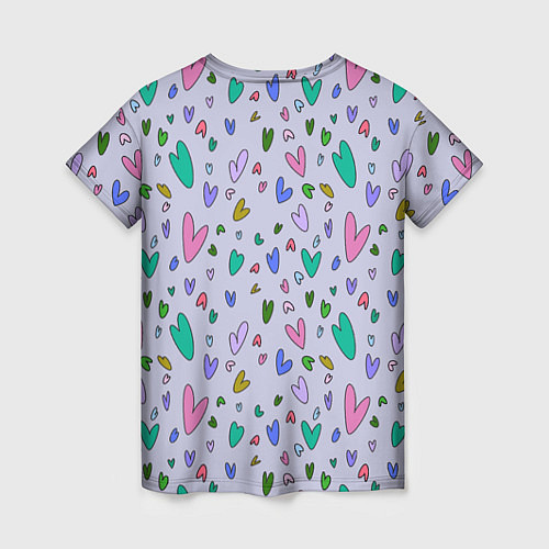 Женская футболка Сиреневые сердечки / 3D-принт – фото 2