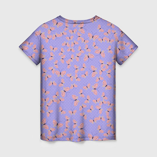 Женская футболка Бабочки паттерн лиловый / 3D-принт – фото 2