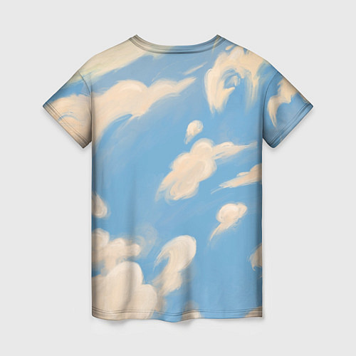 Женская футболка Рисунок голубого неба с облаками маслом / 3D-принт – фото 2