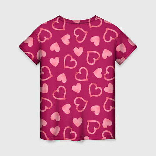 Женская футболка Паттерн сердечки / 3D-принт – фото 2