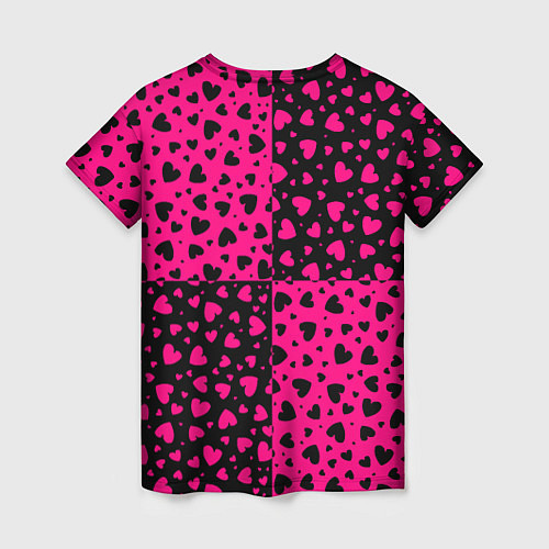 Женская футболка Черно-Розовые сердца / 3D-принт – фото 2