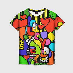 Футболка женская Romero Britto - love you, цвет: 3D-принт