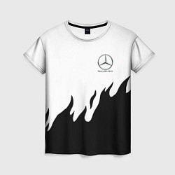 Футболка женская Mercedes-Benz нарисованный огонь, цвет: 3D-принт